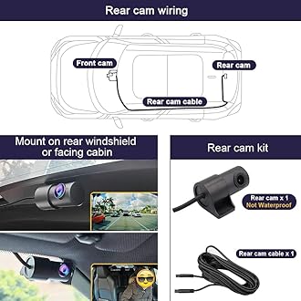 FITCAMX 4K Dash Cam Front and Rear, 128GB Card, 2160P+1080P UHD Video, Built-in WiFi and APP, OEM Style Suitable for 2023 2024 Lexus RX (Model B), Loop Recording, G-Sensor, Night Vision, Plug&Play
