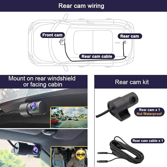 Fitcamx 2K Dual Dash Cam Suitable for Volvo XC60 V90 S90 2022-2026 B5 B6 T8 (Model B), Integrated OEM Look, Front 1440P+Rear 1080P HD Video, WiFi & APP, Loop Recording, G-Sensor, 64GB Card