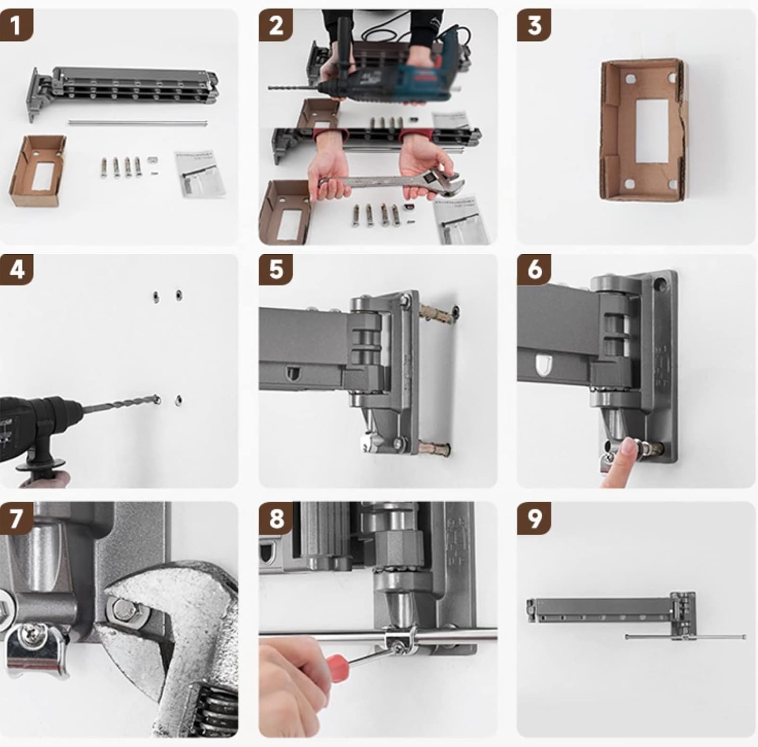 Wall Mounted Clothes Rack - Foldable Portable Aluminum Alloy Clothes Airer, Space Saving 3-Level Drying Rack for Indoor/Outdoor Use, Extendable Clothes Drying Solution