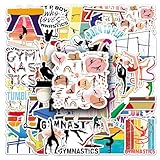 体操ステッカー 50枚入り 10代 女の子 子供用、水筒、ノートパソコン、携帯電話、スケートボード用のかわいいビニール製美的ステッカー (体操)