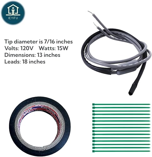 Miniatura 2 de Bobina de calefacción secundaria SH502 mejorada para drenaje y calentador de puerta, 32 pulgadas de largo, 120 V 15 W, para descongelación de