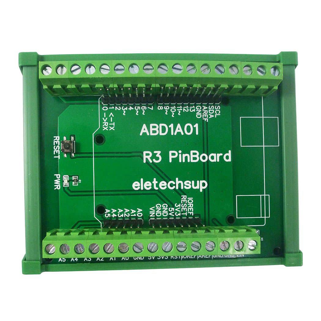 Eletechsup R3 Shield Expansion Board DIN Rail Mount Screw Terminal Module for PLC Industrial Control Equipment Modification (1 x with Shell)