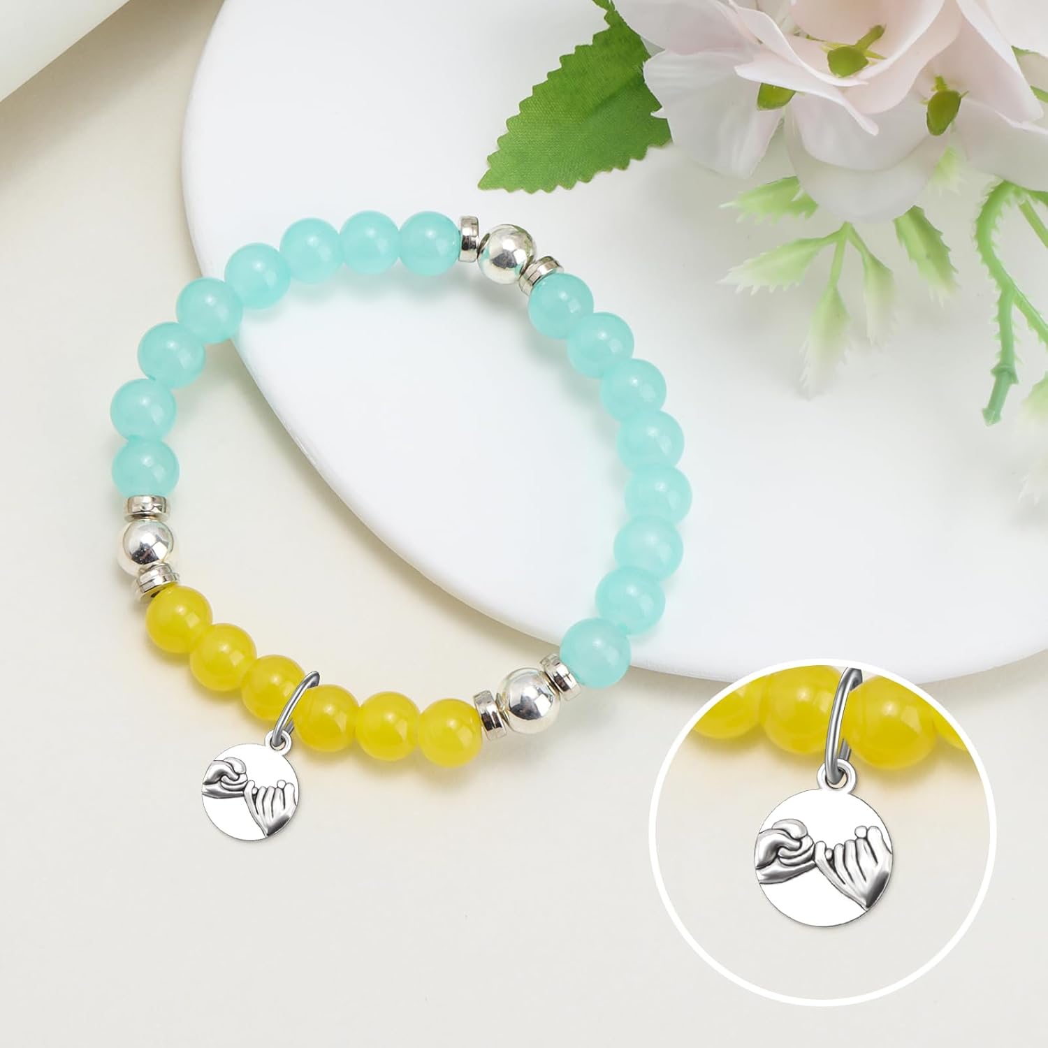 Long Distance Sister Gifts Beads Bracelets for Women Best Friend Sister Bff Bestie Long Distance Friendship Gifts Stretch Beaded Bracelet Christmas Graduation Birthday Present for Her Stretch Jewelry - Image 2
