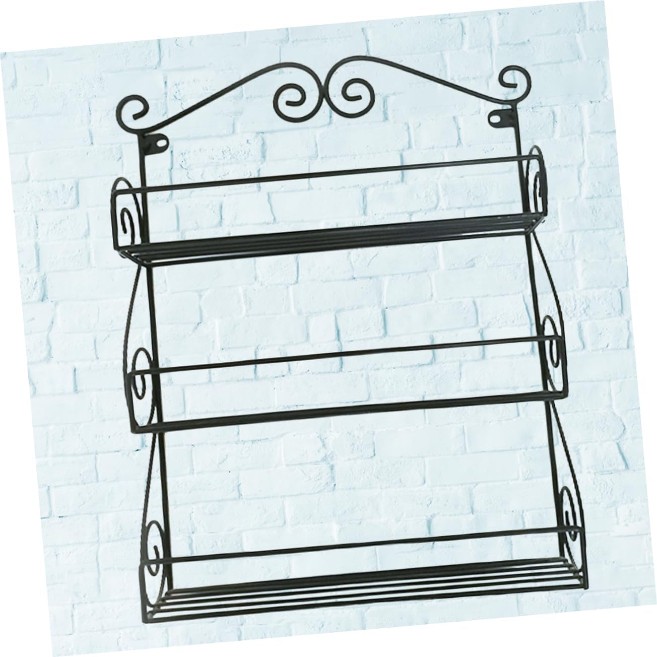 Sosoport 1pc Iron Art Wall-mounted Storage Rack for Indoor Home Black Flower Pot Holder Shelf Stylish Organizer for Living Room and Balcony Decor