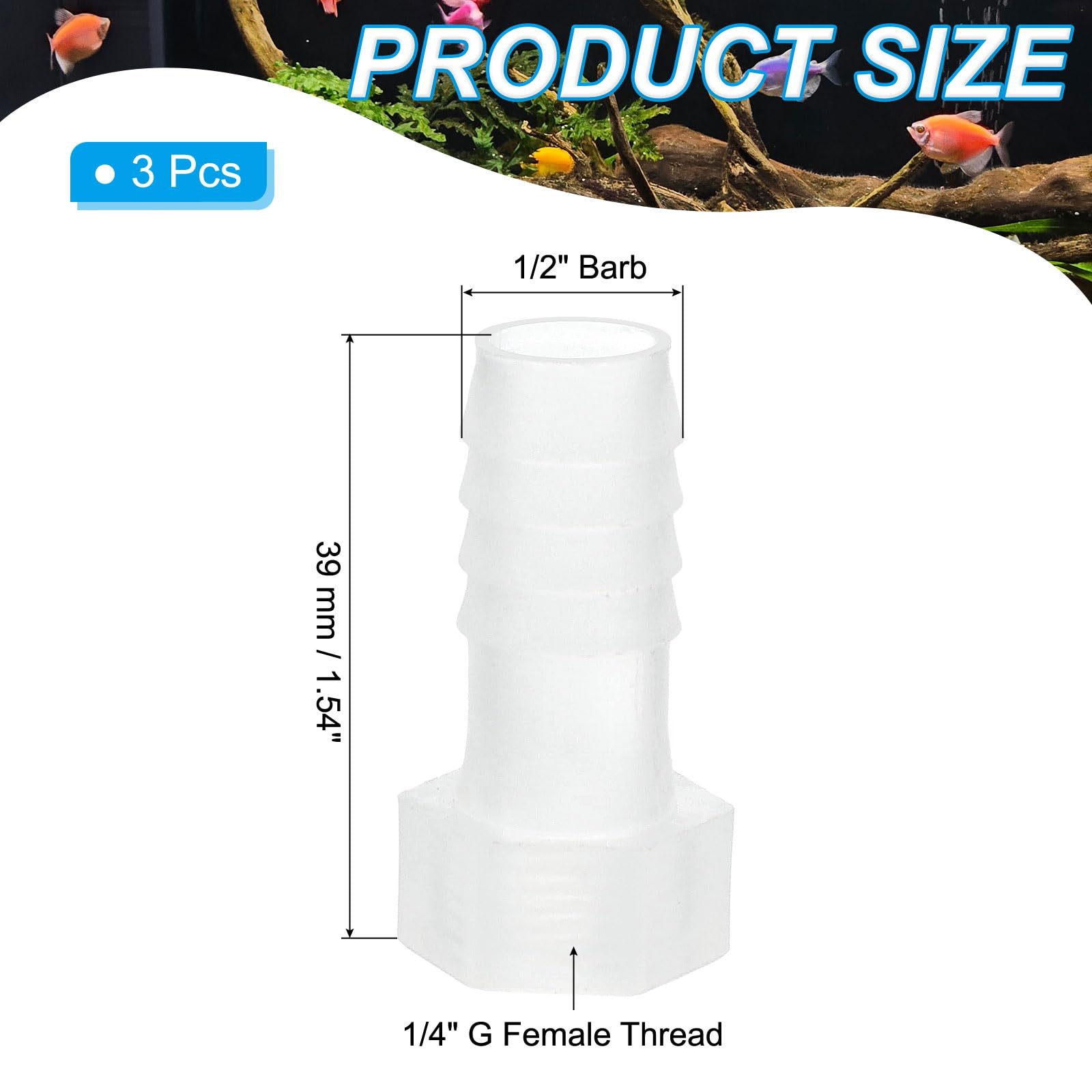 PATIKIL Raccordi per Tubo Flessibile in Plastica 1/2" x 1/4" G Attacco