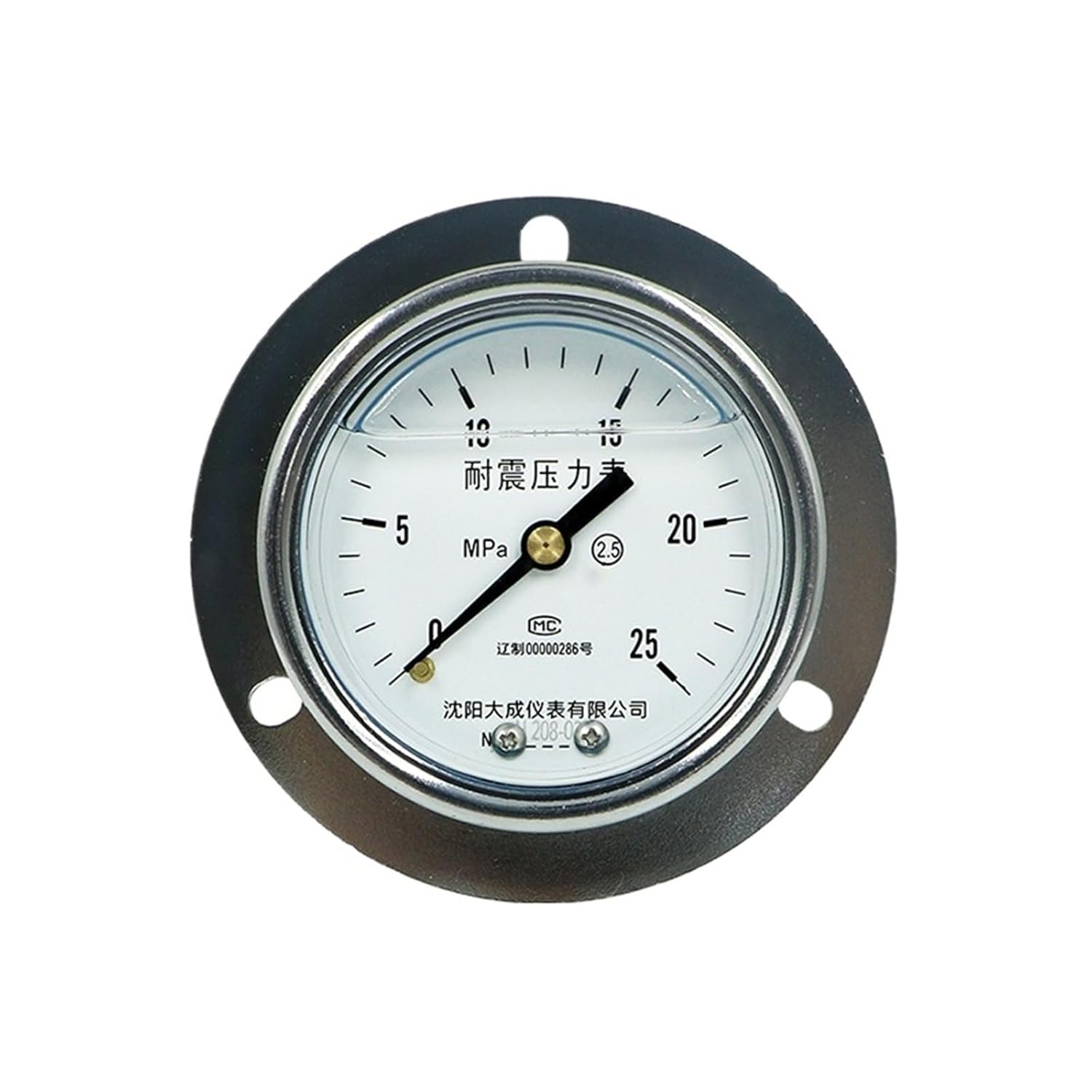 60mm Axial Flange Industrial Instrument Pressure Gauge Back-Mounted with Iron Shell Copper Joint Oil-Filled Shock-Resistant