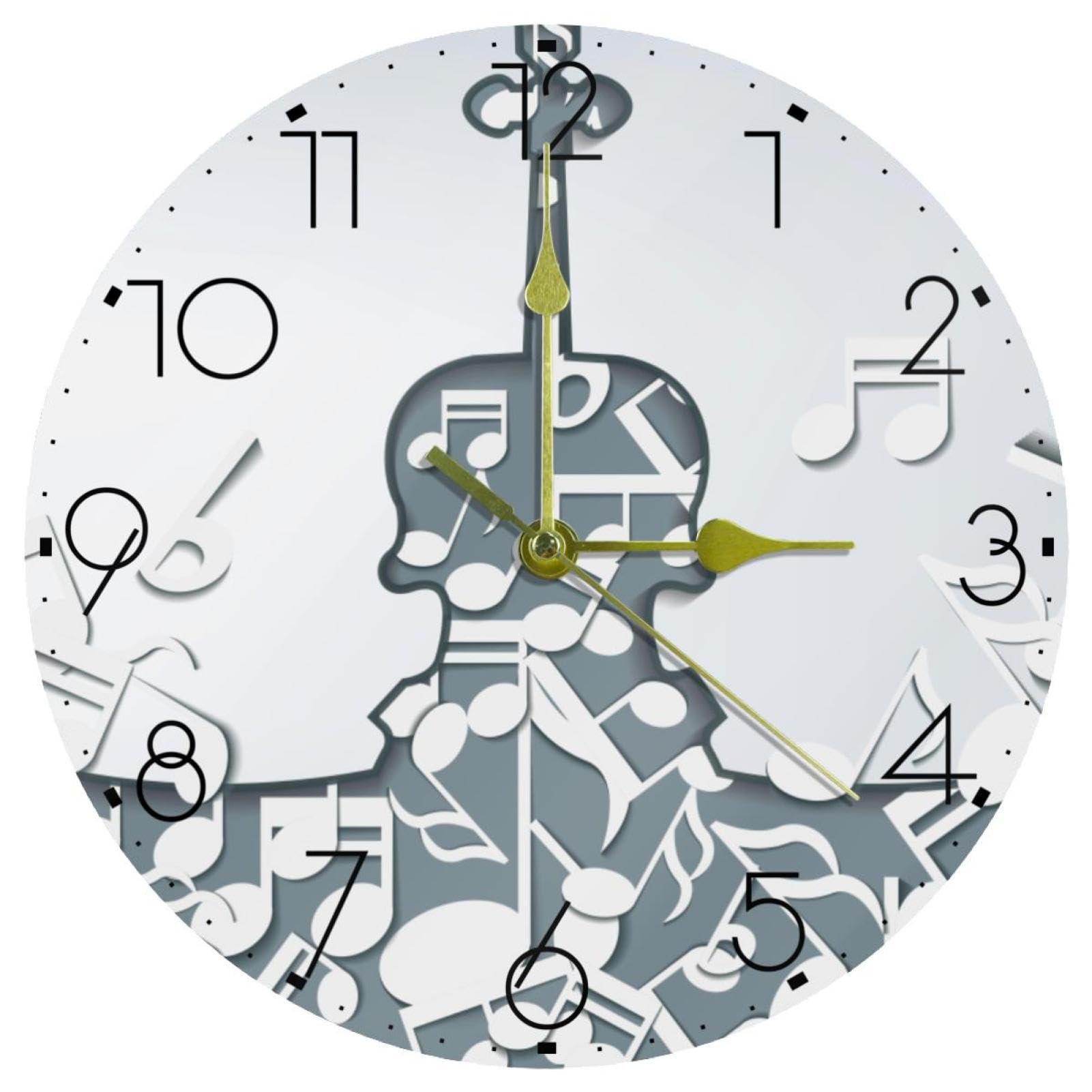 Horloge murale moderne silencieuse sans tic-tac grise en acrylique