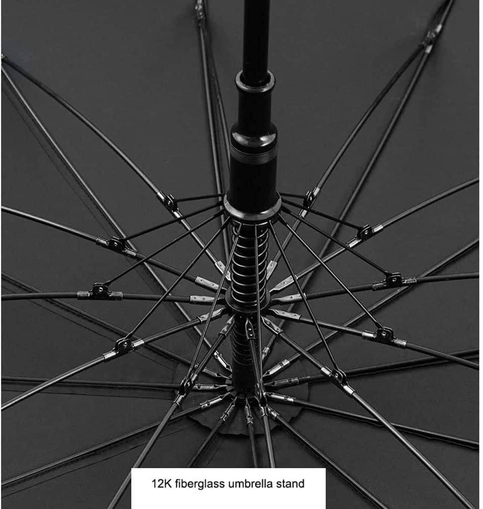 Parasol Damski Parasol Do Golfa Retro Wiatroodporny Parasol W Sztyfcie 12 Kości Drewniany Uchwyt Przeciwdeszczowy Automatyczny Otwarty Parasol Parasolka Kobieca (Color : Black, Size : 99cm)