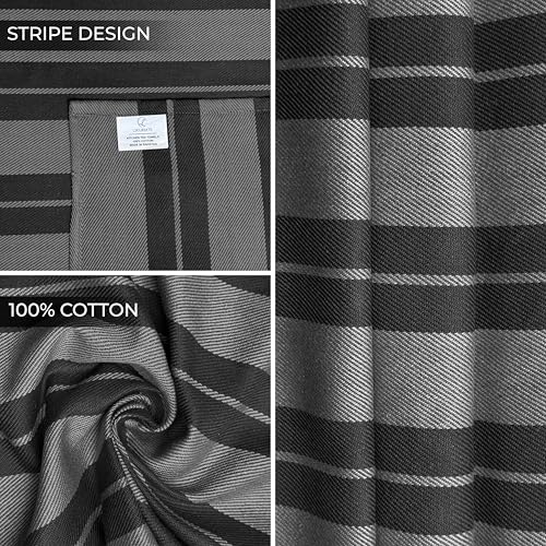 LIXURIATE Stripe Designed Tea Towels for Kitchen - 100% Cotton | Super Absorbent & Quick Drying Hotel Quality Kitchen Towels Set | 70 x 50 cm - Machine Washable (Grey & Dark Grey, 5 Pack) - Image 2