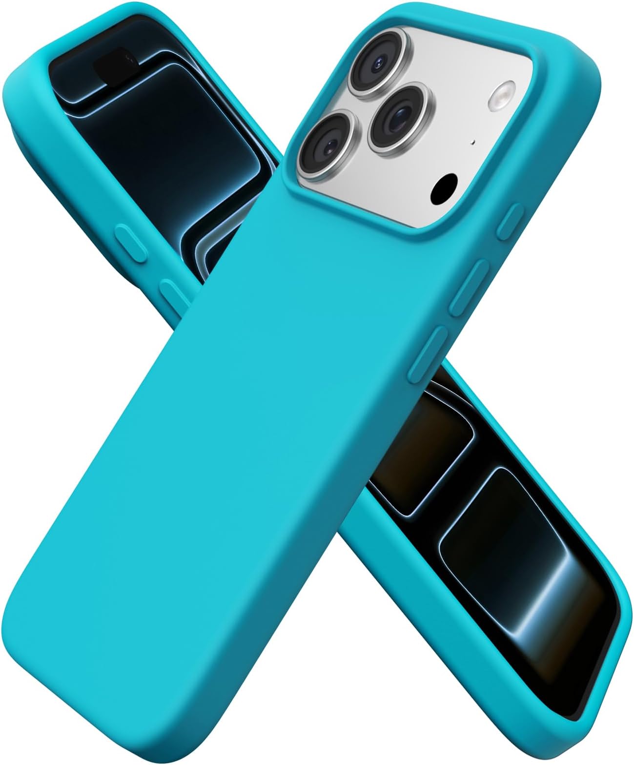 ORNARTO Compatible with iPhone 17 Pro Case 6.3", Slim Liquid Silicone 4 Layers Full Covered Soft Gel Rubber Shockproof Protective Phone Case with Anti-Scratch Microfiber Lining-Turquoise Teal