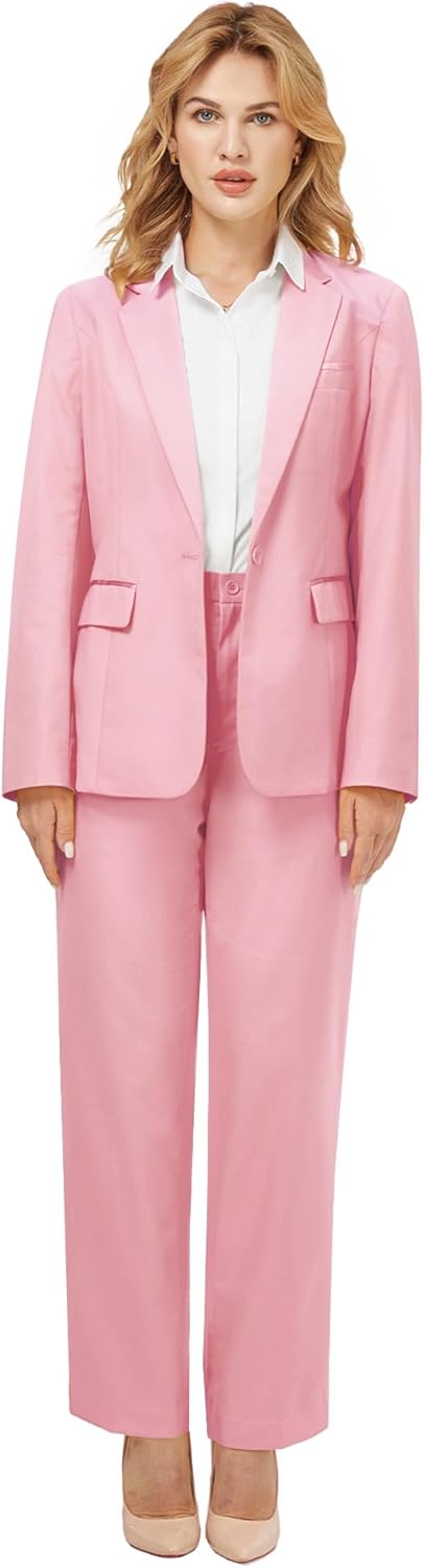 Women's 2 Piece Suit Notched Lapel One Button Slim Fit Business Office Work Tuxedo Blazer Pants Set - Image 7