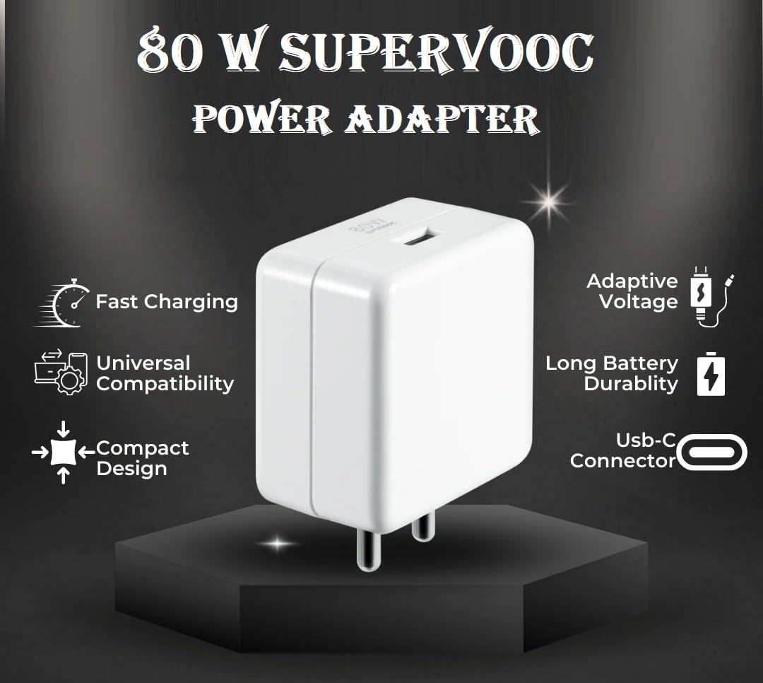 80W Fast Charging Adapter with Type-C Cable, Compatible with OnePlus Devices Compatible with OnePlus, Samsung & Other Devices, Supports SUPERVOOC, VOOC, WARP, Dash & QC 3.0 — Amazon image 5