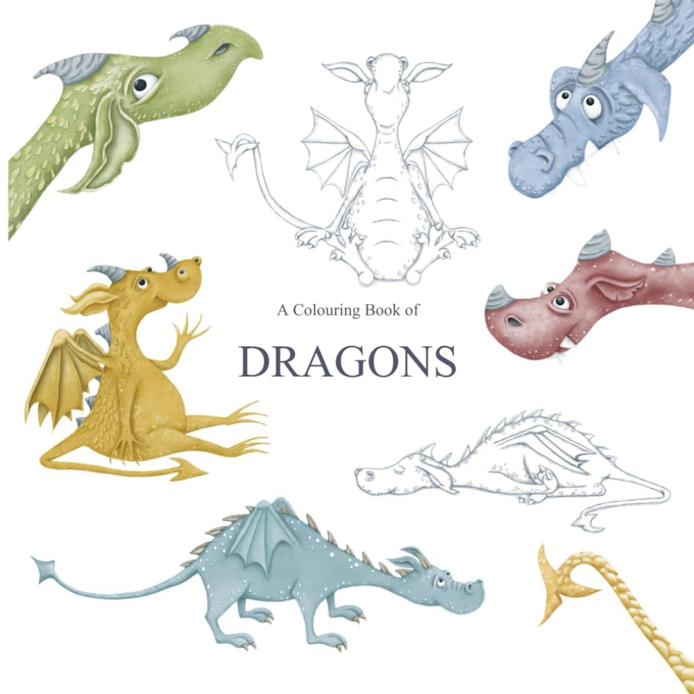 A Colouring Book of Dragons: 8.5" x 8.5" Paperback Book, with 60 unique and original dragon illustrations.