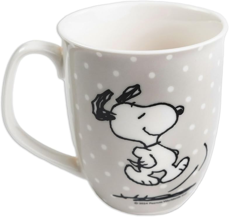The Peanuts Snoopy Coffee Cup Mug Ceramic Grey with Dots 280 ml