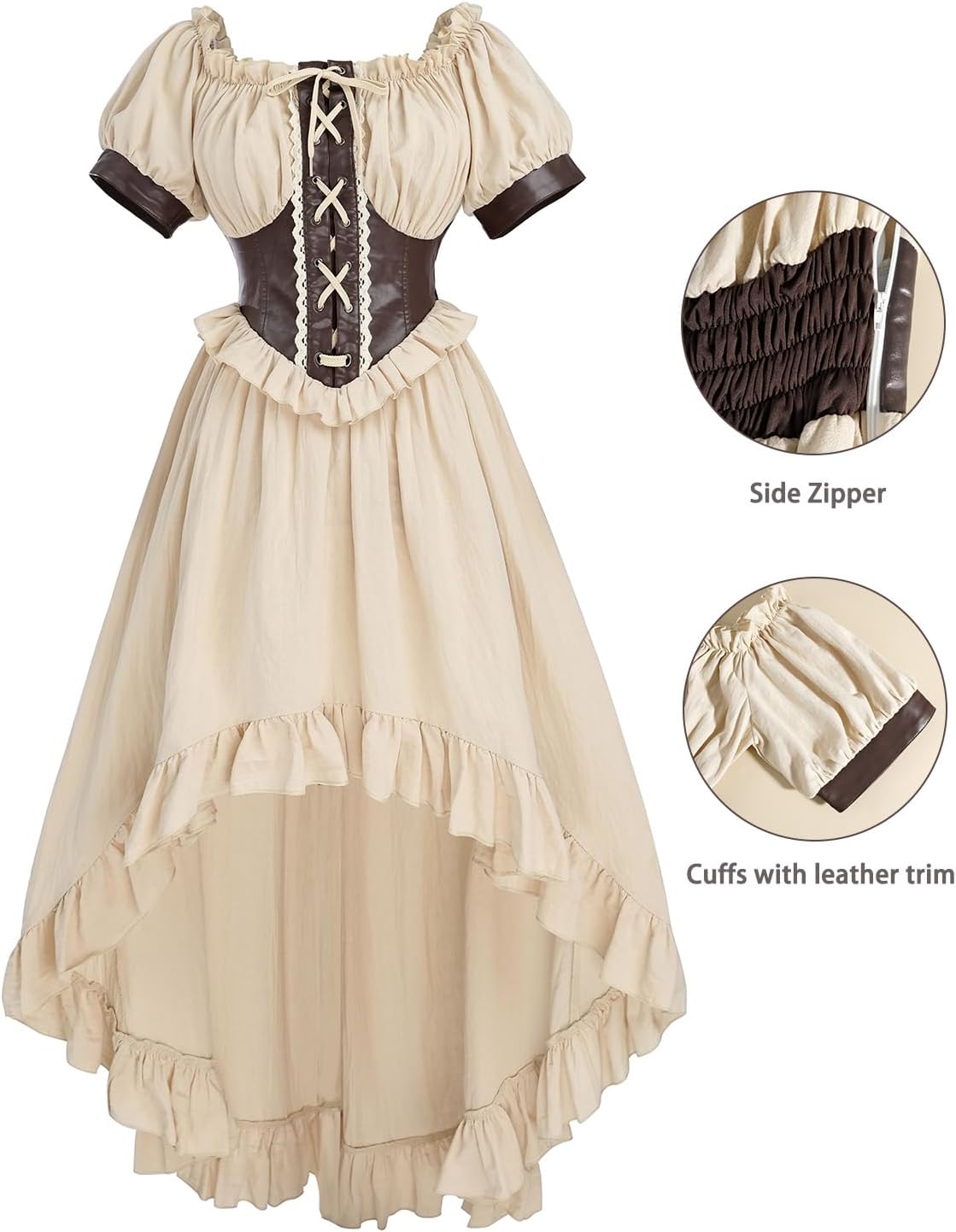 FCCAM Renaissance Faire Costume Off Shoulder Ruffle Cottagecore Victorian Dress Costume for Women - Image 4