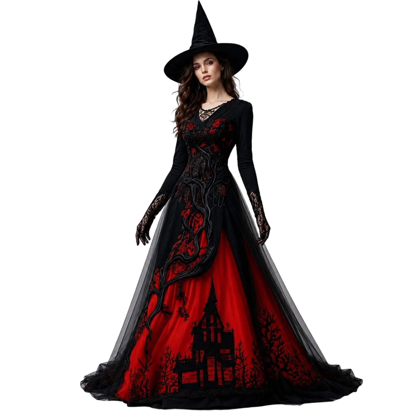 Gothic Dress Womens Halloween Costume Adult Medieval Lace and Chiffon โ image 1