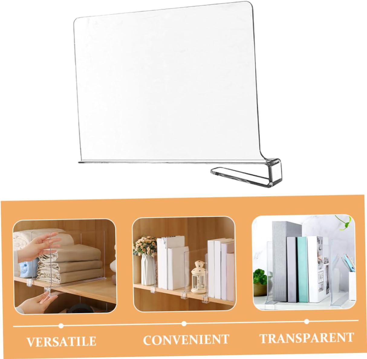 6pcs Transparent Shelf Divider Indoor Organizer for Closet Cabinet Storage Lightweight Divider for Clothes Easy Installation Multi-use