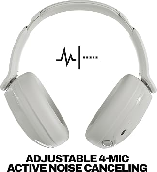 Skullcandy Hesh 540 ANC Wireless Over-Ear Bluetooth Headphones with THX Spatial Audio, Active Noise Cancelling, Personalized Sound, Up to 65 Hours Battery, Microphone for iPhone Android - Bone
