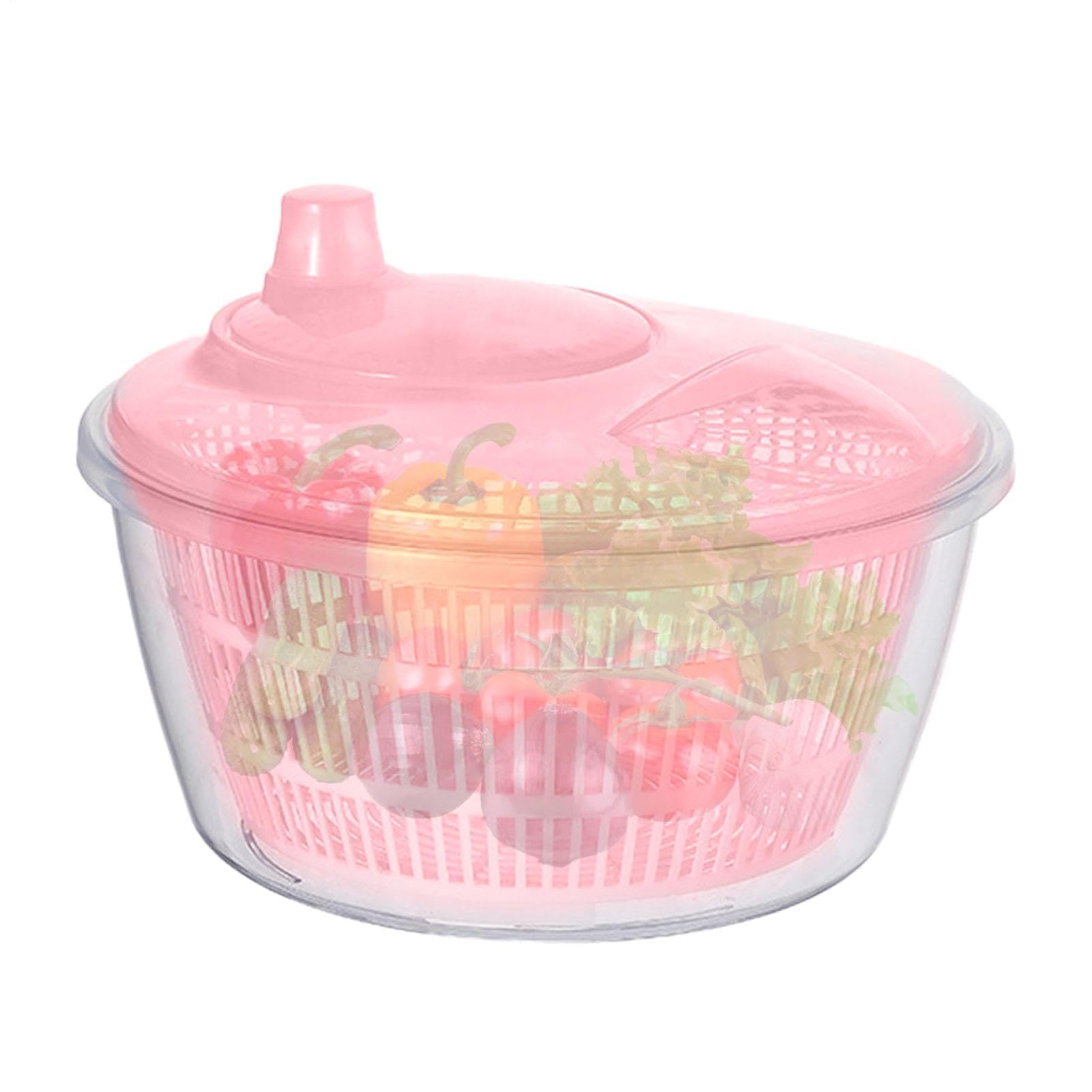 Salatschleuder, Gemüsewaschkorb, Easy Piazzatore, Sicherheits-Salatschleuder for Gemüse for V(Pink)