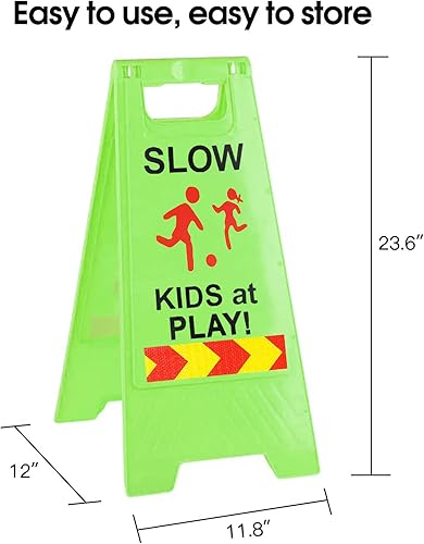 Miniatura 3 de Letreros de "Slow Kids at Play" para calle, texto de doble cara y gráficos con cinta reflectante, letrero de seguridad para niños en juego para