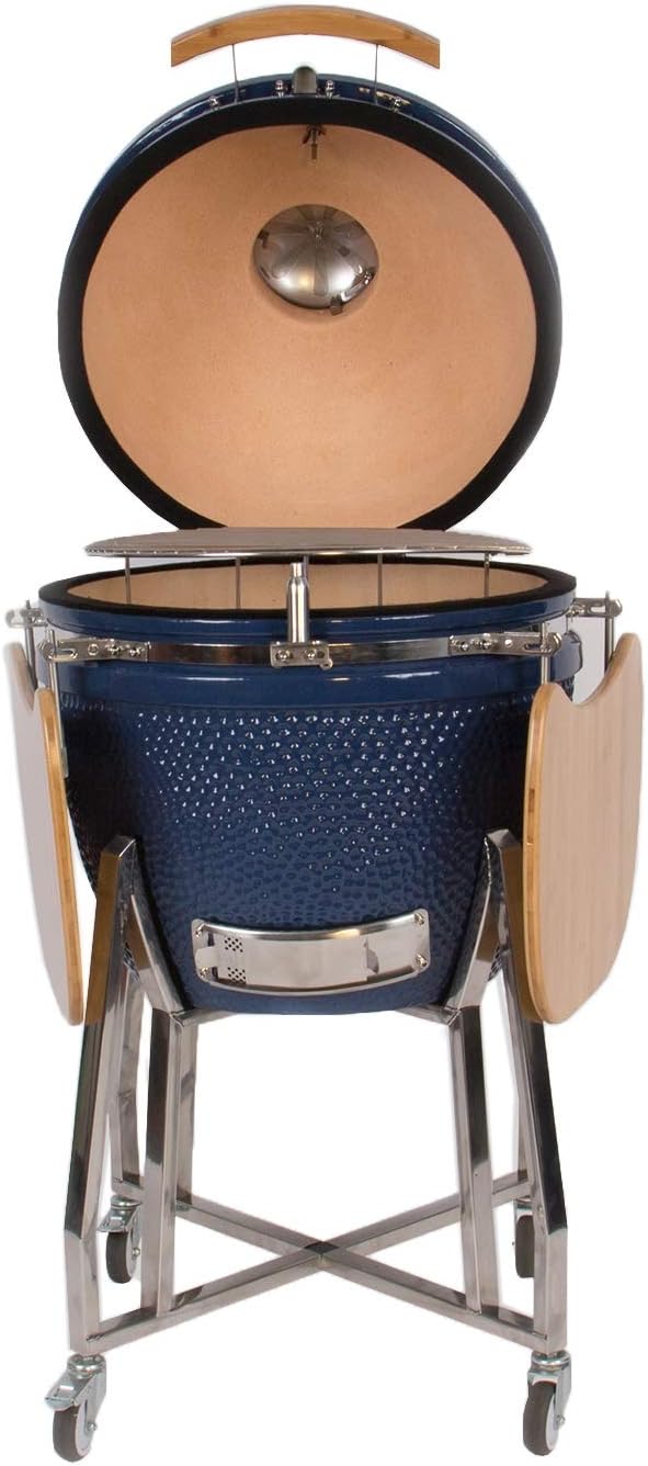 LifeSmart 24" Kamado Grill and Smoker in Blue with Value Bundle