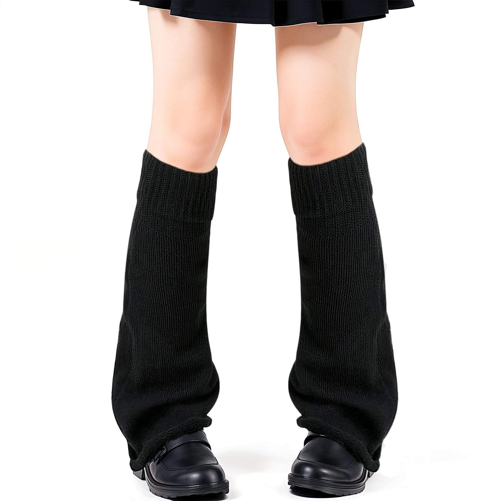 Black Leg Warmers Y2k Leg Warmers for Girls Women Cute Knitted Socks kawaii Lolita Harajuku Goth Accessories