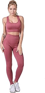 Mujer Conjunto de Ropa de Yoga Sujetador Deportivo+Polainas 2 Piezas Chandal Gimnasio Fitness Ropa Deportiva