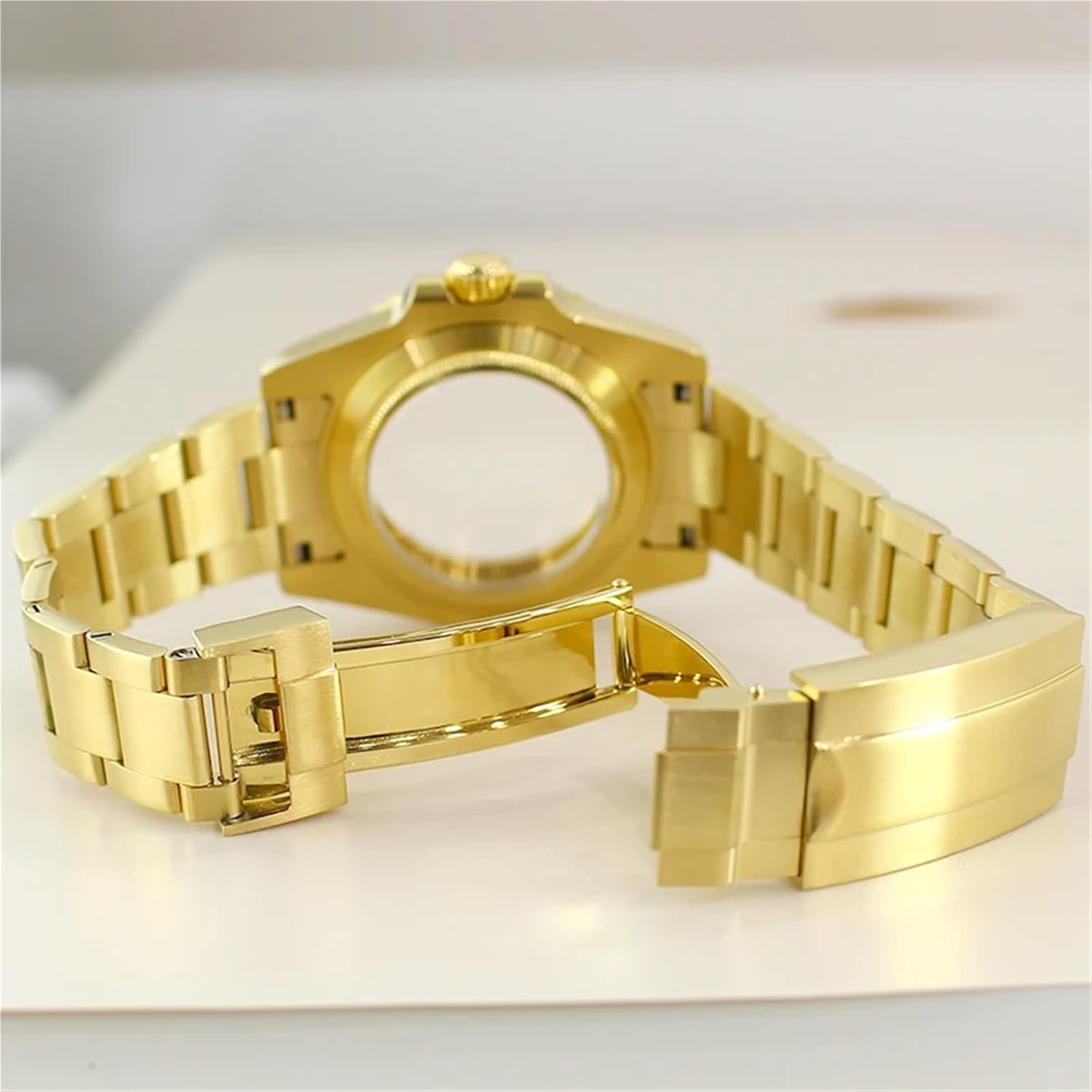 40mm Gold Diver Watch Case Slide Buckle Bracelet Sapphire Glass For Seiko NH35 NH36 NH3 Watch Case