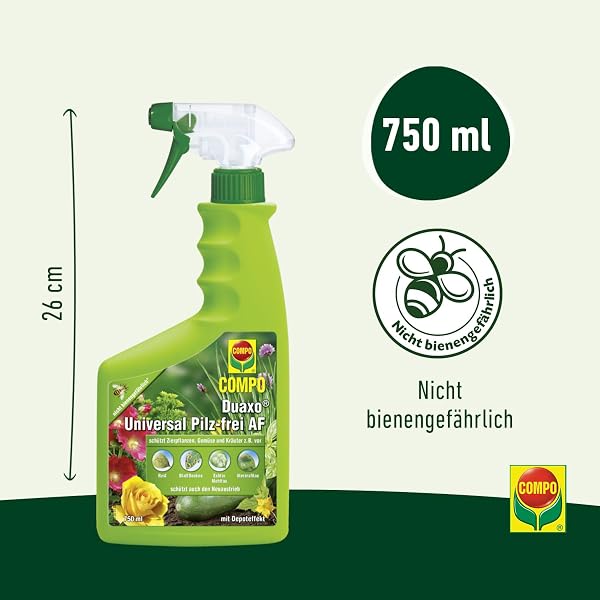 Compo Duaxo Universal Pilz-frei AF, Bekämpfung von Pilzkrankheiten an Zierpflanzen, Gemüse und Kräutern, Anwendungsfertig, 750 ml - 3