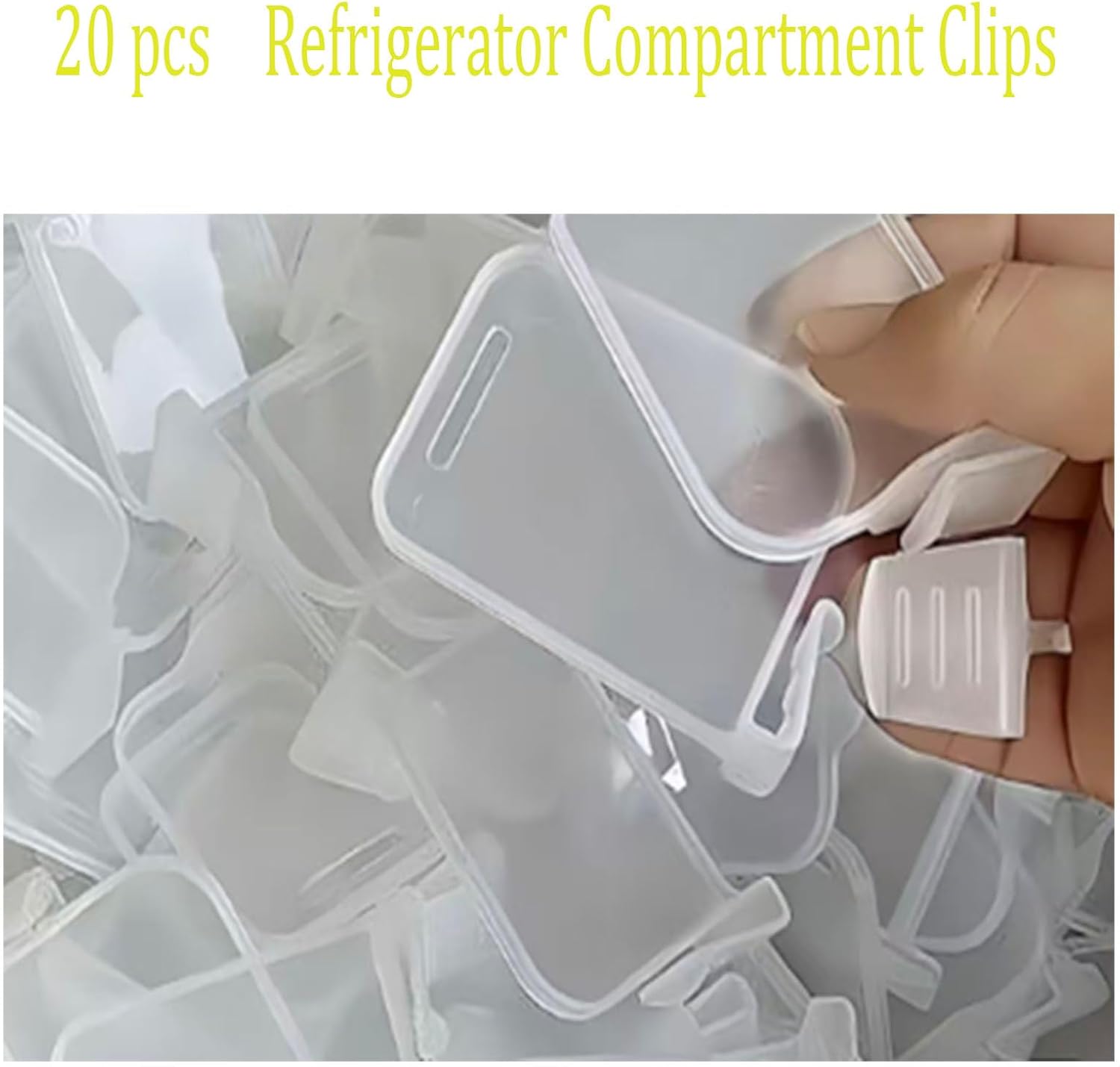 20 pcs Fridge Divider Set, Plastic Retractable Fridge Door Organizer Clip,Clear Refrigerator Organizer Bins Partition,Home Office Clear Tidy Supplies,Kitchen Household Storage Tools(2.8x1.9in)