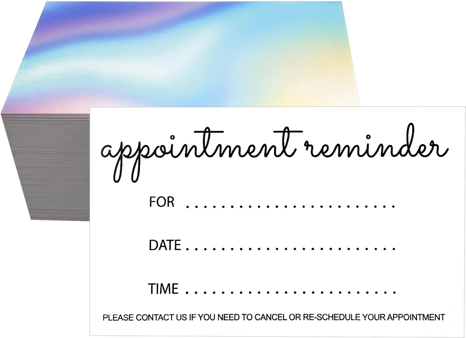 RXBC2011 Appointment Reminder Cards for Beauty Makeup Hair Nail Salon Barber Shop Restaurants Therapist 2x3.5 Inch Pack of 100 Rainbow