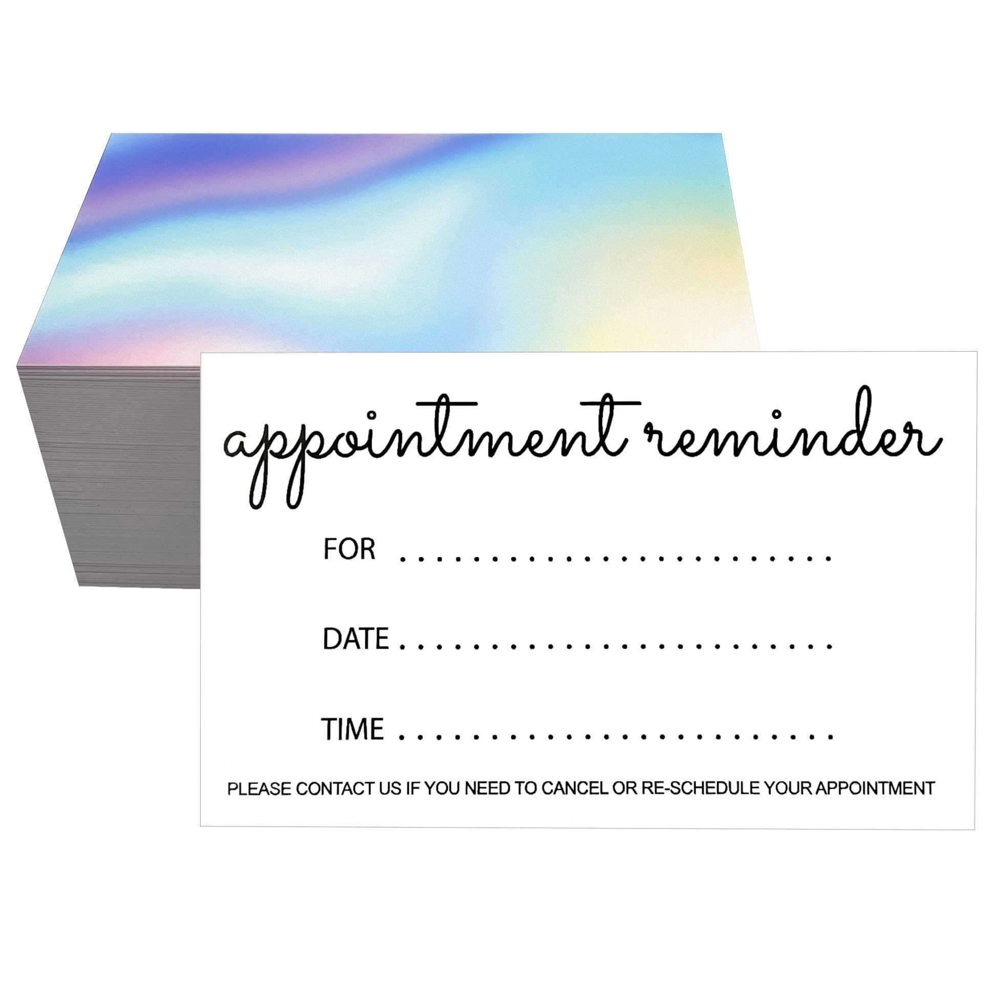 RXBC2011 Pastel Rainbow Appointment Reminder Cards with Clear Layout, 2x3.5 Inches, Pack of 100