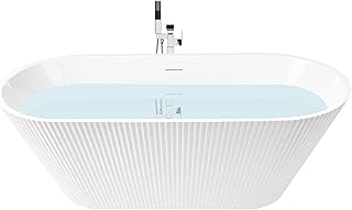 Luxus Badewanne Acryl weiß oval 169 x 77 cm gerillt freistehend modern Potosi