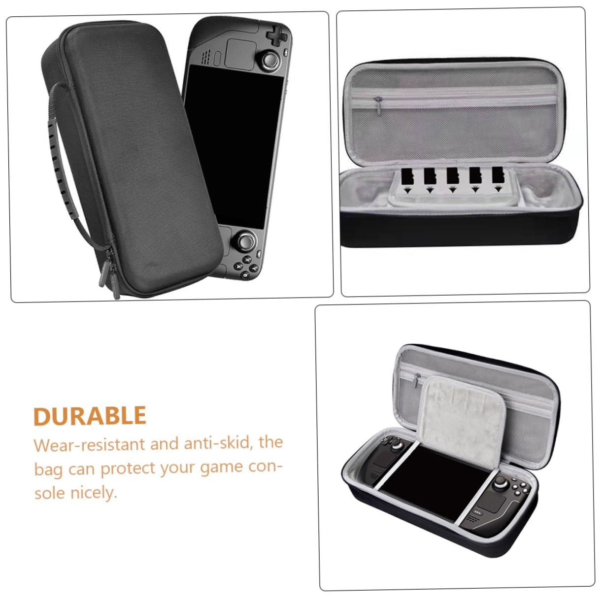 Angoily Game Console Carrying Case Travel Hard Box for Deck Console Protective Shell with Mesh Pockets for Accessories Wear Resistant Skid Design Shockproof Storage