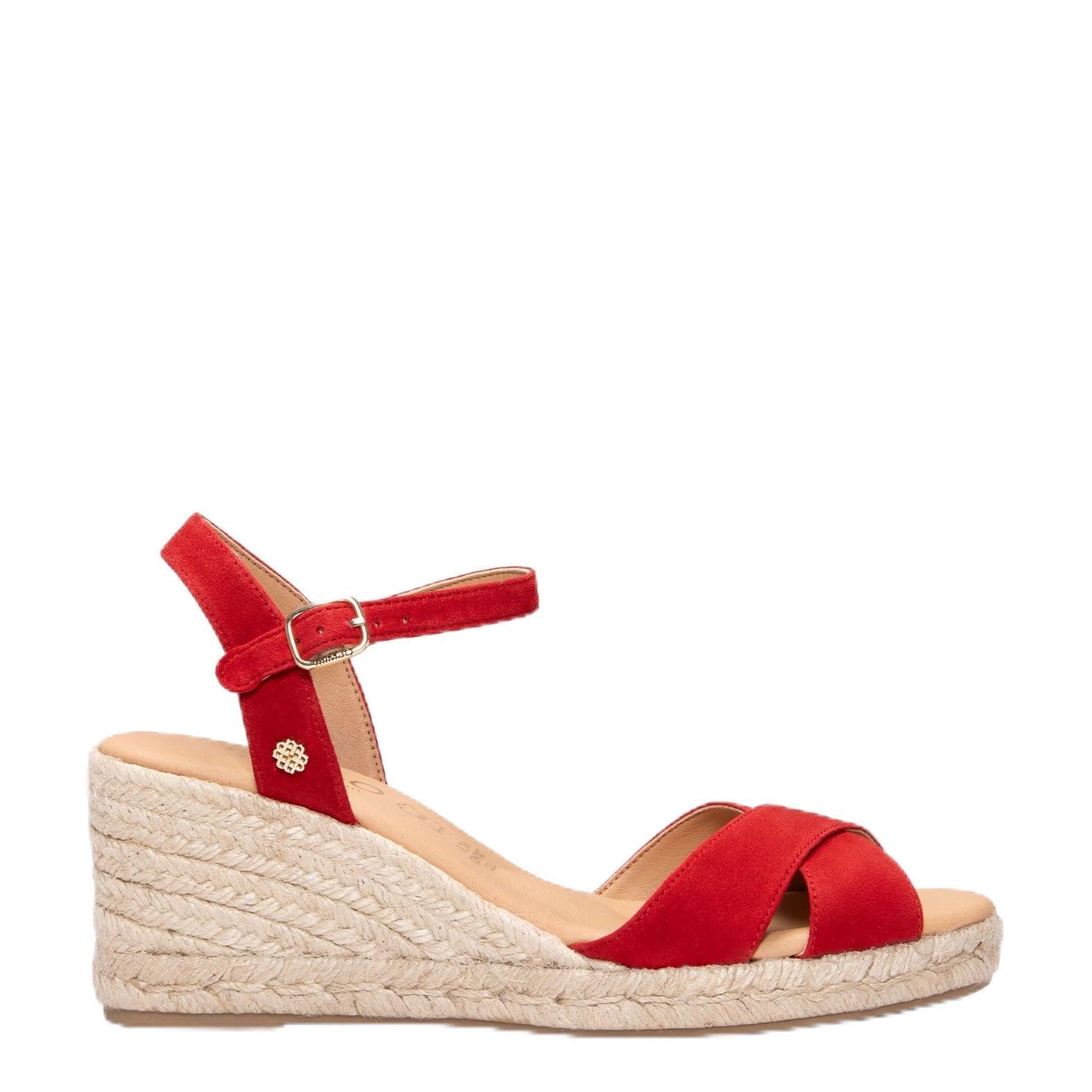 miMaO. Espadrilles à talon en cuir à lanières croisées. Fabrication artisanale