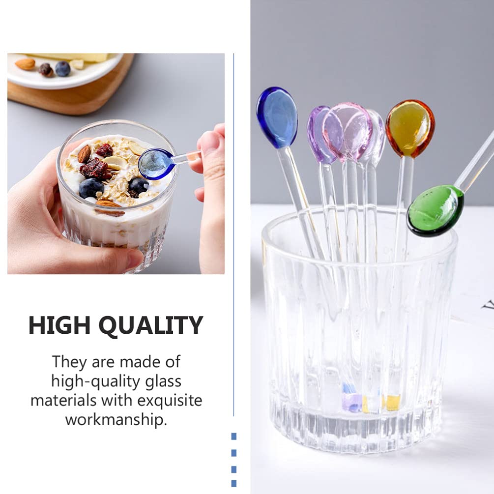 6 cucharas de té helado, cuchara de café, cuchara de helado de cristal, cucharas de agitación de cóctel, barra Swizzle Stick