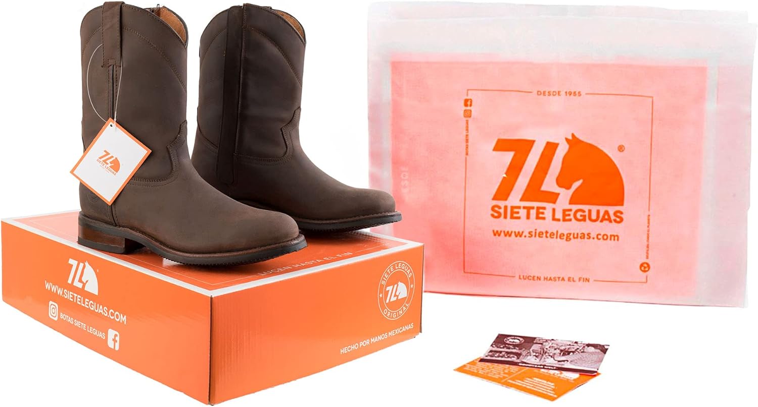 7L SIETE LEGUAS - Men's Leather Zip Roper Boot Style 1677