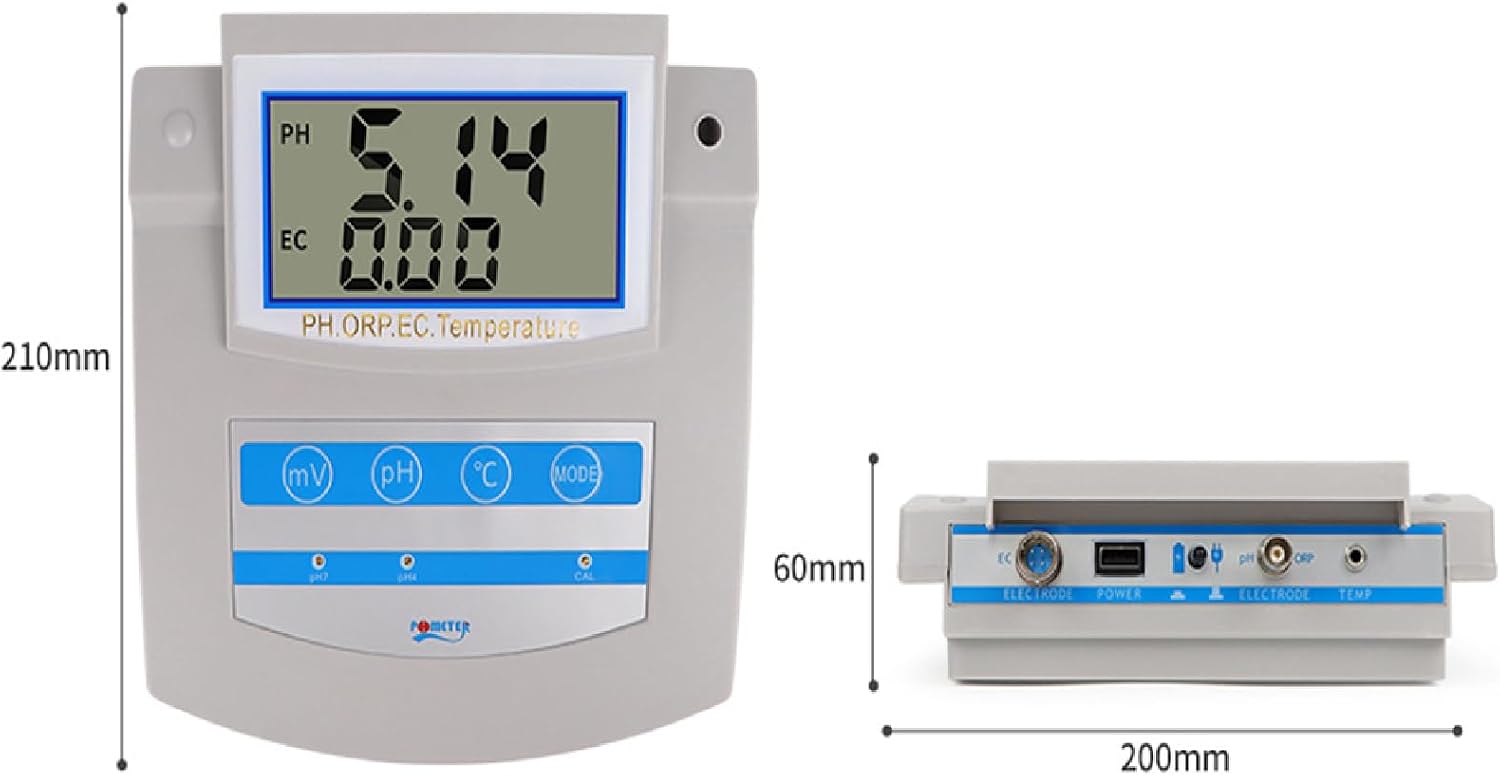 6 in 1 Water Quality Detector Digital, Display Temperature Measuring Analyzer, Multifunction Water Meter PH ORP TDS EC CF Temperature Benchtop, Tester Meter for Swimming Pool Aquarium Laboratory