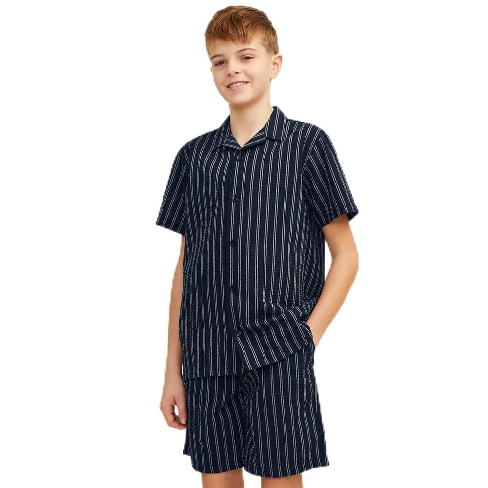 JACK & JONES Jungen Jorpalma Seersucker Shirt Ss Jnr Kurzarmhemd