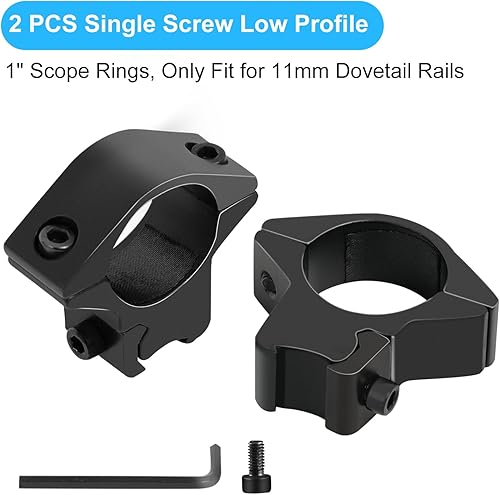 Vista 9 de Anillos de alcance de cola de milano de 1 pulgada, paquete de 2 anillos de montaje de alcance de 1 pulgada de perfil alto o mediano para rieles