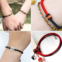 Vista 7 de Cordón de nailon de 0.031 in, hilo de nudo chino macramé pulsera de cola de rata trenzada (negro)