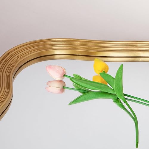 Miniatura 8 de SHYFOY Espejos de pared asimétricos para decoración de sala de estar, espejo irregular dorado bohemio, espejo ondulado decorativo para baño,
