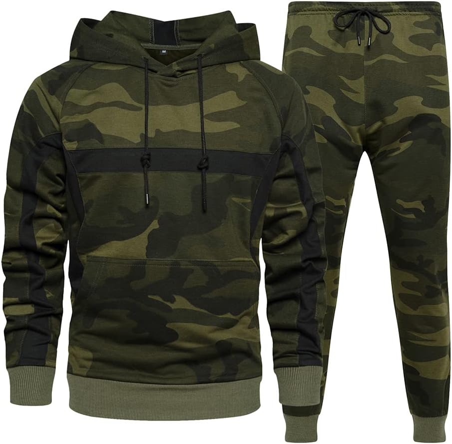 AOTORR Mens Sweatsuits 2 Piece Casual Tracksuits Camo Hoodie Jogging Sweatpants Suit