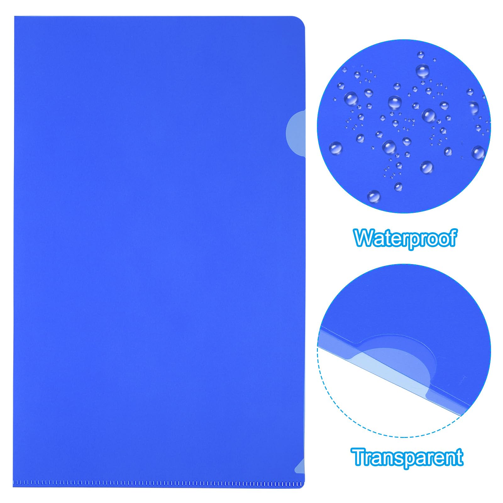 PATIKIL L Type Folders 10 Pack A4 Plastic File Project Pockets Clear Paper Document Jacket Sleeves for Office Dark Blue - Image 3