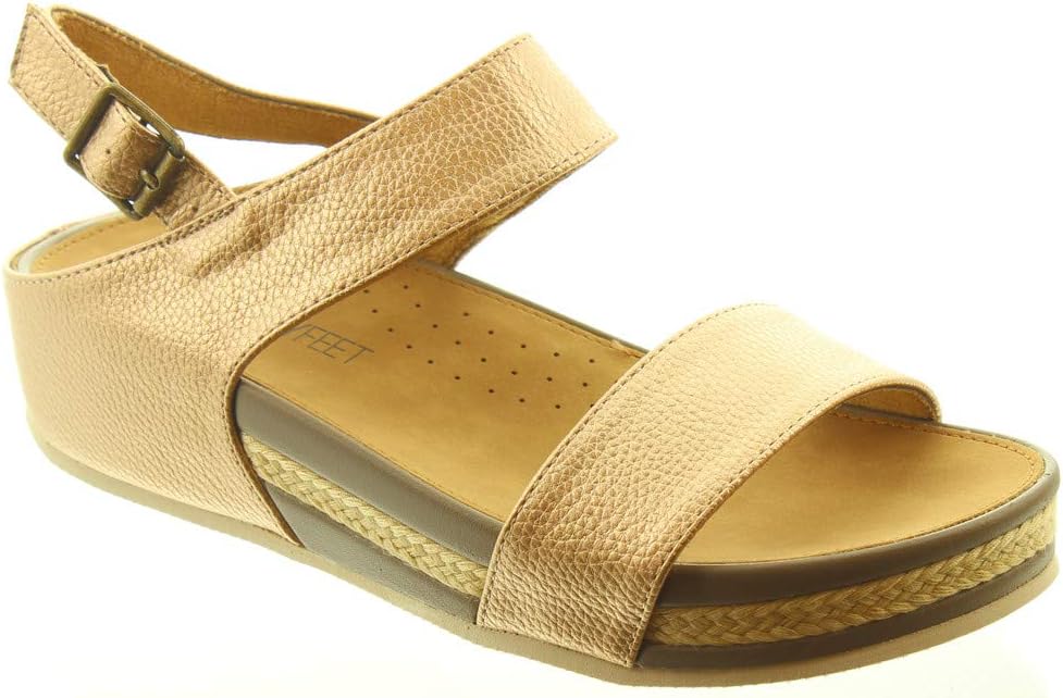 Heavenly Feet - Ladies Vicky Flat Sandals in Rose Gold