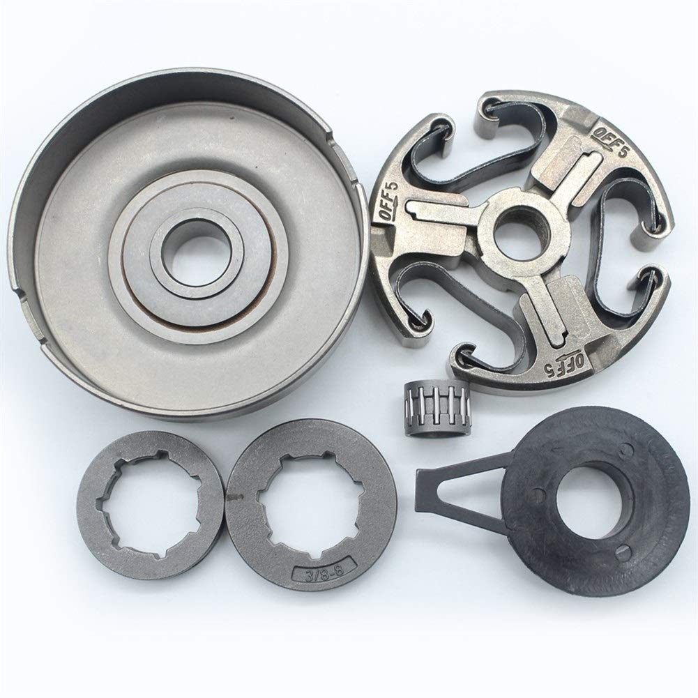 Tiempo Beixi Gusano Tambor de Embrague Engranaje Juego de cojinete de Aguja Compatible con Husqvarna 372XP 365 371 372 362 Piezas de la Motosierra con 3/8" 7T 8T piñones Llantas