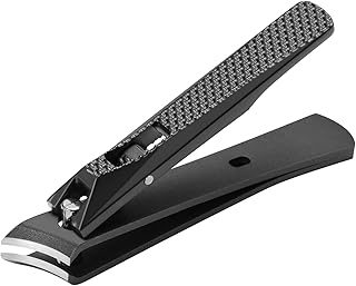 Stainless Steel Nail Clippers, Portable Slant Curved Blades Nail Clippers for Thick Toenails and Ingrown Nails, Podiatrist Toenail Cutter for Seniors, Men & Women (Black)
