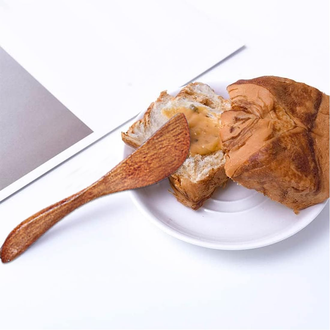 4 piezas Cuchillos de Mantequilla de Madera Mermelada, queso, sándwich, esparcidor de mantequilla hecho a mano Aproximadamente 15 cm