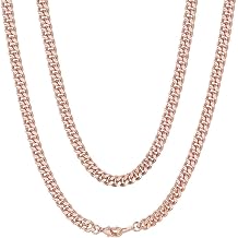 ChainsHouse Copper Cuban Link Chain Necklace for Men Women, 18K Gold/Black/Rose Gold Plated Miami Curb Chains,18" 20" 22" 24" 26" 28" 30" Length,4mm/7mm Wide,Send Gift Box