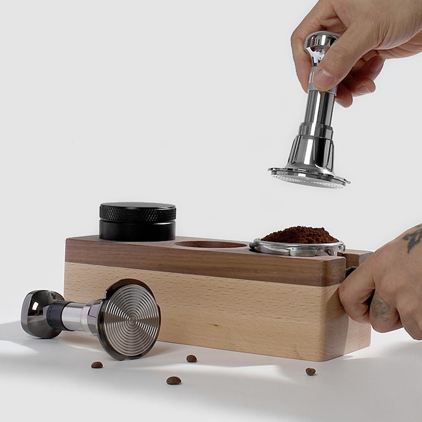 Load Espresso Tamper Tool Auto Pressure Stainless Steel Construction for Coffee Shops Pressure Coffee Tamping Device